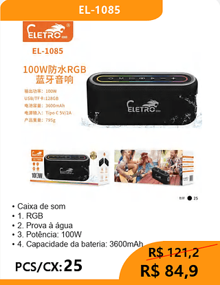 CAIXA DE SOM PCS/CX:25 R$84,9