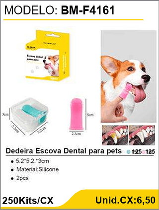Dedeira Escova Dental para pets 250Kits/CX Unid.CX:6,50