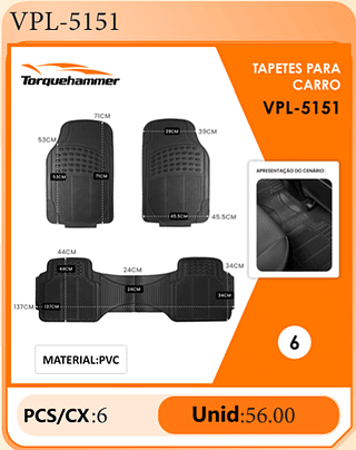TAPETES PARA CARRO PCS/CX:6 Unid:56.00