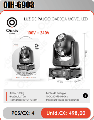 LUZ DE PALCO CABECA MOVEL LED PCS/CX: 4 Unid.CX: 498,00