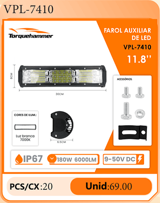 FAROL AUXILIAR DE LED 11.8" PCS/CX:20 Unid:69.00
