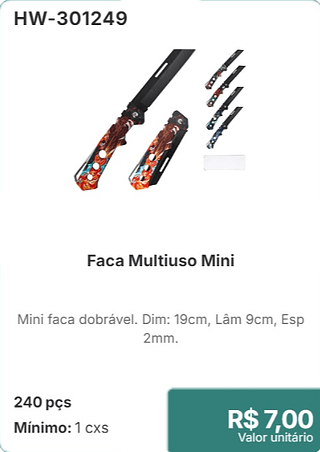 Faca Multiuso Mini 240 pçs R$ 7.00