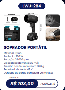 SOPRADOR PORTÁTIL UNID. CX: R$ 103,00 PCS/CX: 10