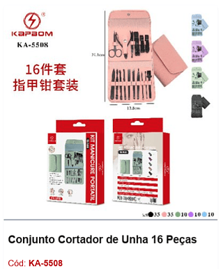 Conjunto Cortador de Unha 16 Peças R$ 14,4 PCS/CX: 100