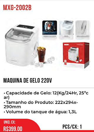 MAQUINA DE GELO 220V 1pç399$