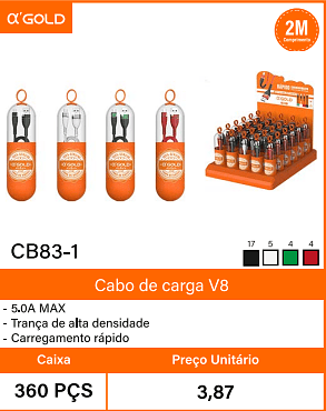Cabo de carga V8 Caixa 360 PCS Preco Unitario 3,87