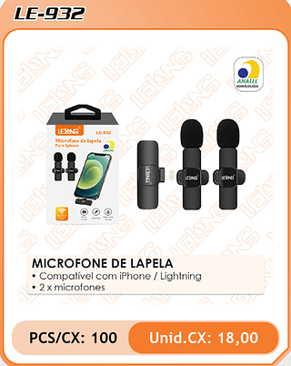 MICROFONE DE LAPELA 100PÇ=18$
