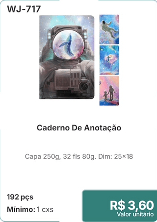 Caderno De Anotação 192 pçs R$ 3,60