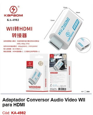 Adaptador Conversor Áudio Vídeo WII para HDMI R$ 9 PCS/cx:300