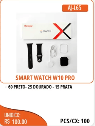 SMART WATCH W10 PRO UNID.CX:RS 100.00 PCS/CX:100