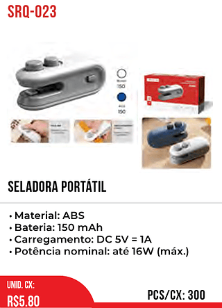 SELADORA PORTÁTIL 300PÇ=5,8$