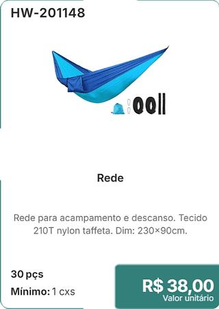 Rede 30 pçs R$ 38.00