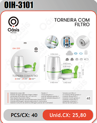 TORNEIRA COMFILTRO PCS/CX:40 Unid.CX: 25,80