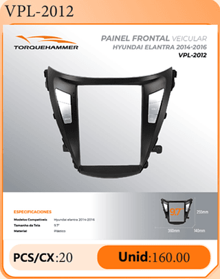 PAINEL FRONTAL VEICULAR HYUNDAI ELANTRA 2014-2016 PCS/CX:20 Unid:160.00