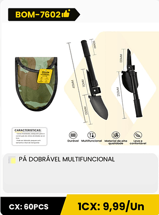 PÁ DOBRÁVEL MULTIFUNCIONAL CX: 60PCS 1CX: 9,99/Un