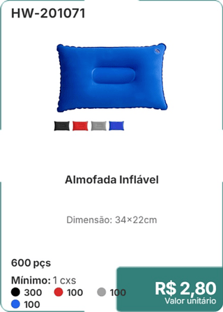 Almofada Inflável 600 pçs R$ 2,80