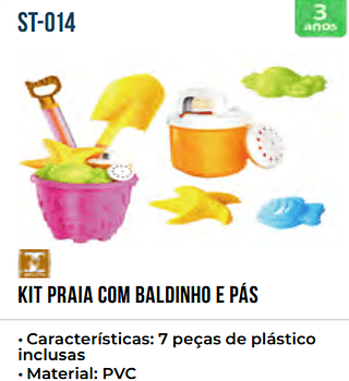 KIT PRAIA COM BALDINHO E PAS UNID.CX: RS 36.00 PCS/CX:24