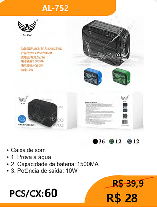 Caixa de som PCS/CX:60 R$28