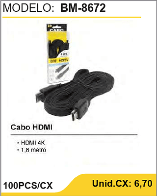 Cabo HDMI 100PCS/CX Unid.CX: 6,70