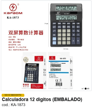 Calculadora 12 digitos R$ 18 PC/CX:60