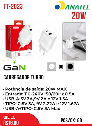 Carregador TURBO 60pç=16$