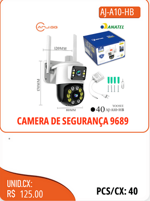CAMERA DE SEGURANCA 9689 UNID.CX:RS 125.00 PCS/CX:40