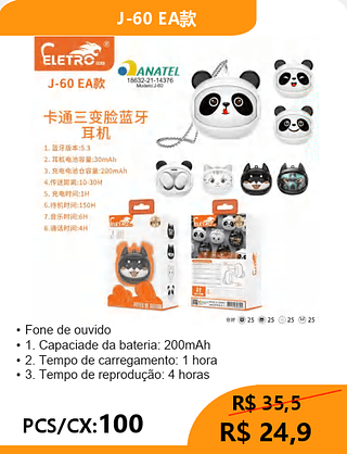 FONE BLUETOOTH PCS/CX:100 R$24,9