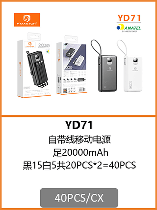 POWER BANK 20000mAh 40PCS/CX R$:60,35