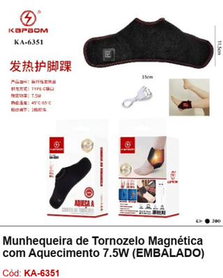 Munhequeira de Tornozelo Magnética com Aquecimento 7.5W R$ 15,75 PCS/CX: 200