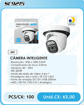 CÂMERA INTELIGENTE PCS/CX: 100 Unid.CX: 65,00