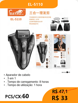Aparador de cabelo PCS/CX:60 R$33