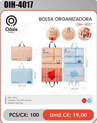BOLSA ORGANIZADORA PCS/CX: 100 Unid.CX: 19,00