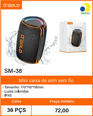 Mini caixa de som sem fio Caixa 36 PCS Preco Unitario 72,00