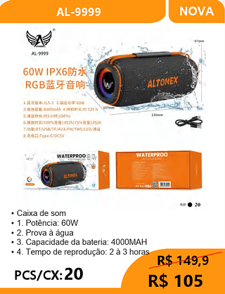 Caixa De Som PCS/CX:20 R$105
