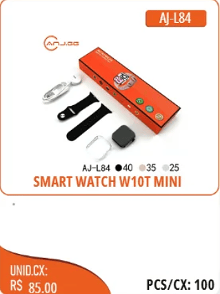 SMART WATCH W10T MINI UNID.CX:RS 85.00 PCS/CX:100