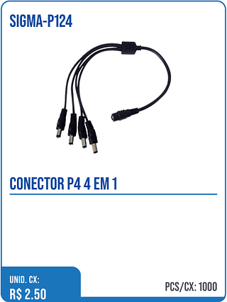 CONECTOR P4 4 EM 1 UNID. CX: R$ 2.50 PCS/CX: 1000