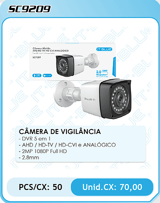 CÂMERA DE VIGILÂNCIA PCS/CX: 50 Unid.CX: 70,00