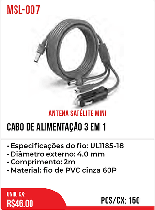Cabo De Alimentação 3 EM 1 150pç=46$