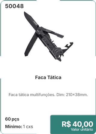 Faca Tática 60 pçs $ 40.00
