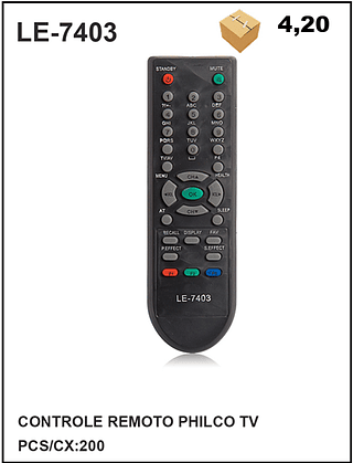 CONTROLE REMOTO PHILCO TV 200pç=4,2$