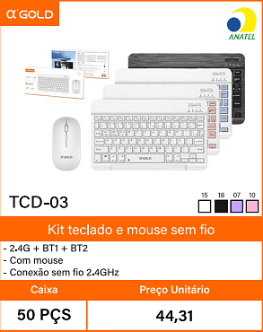 Kit teclado e mouse sem fio Caixa 50 PCS Preco Unitario 44,31