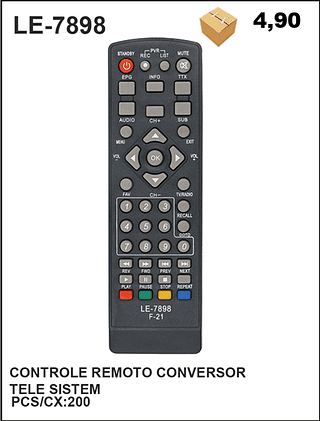 CONTROLE REMOTO CONVERSOR TELE SISTEM 200PÇ=4,9$