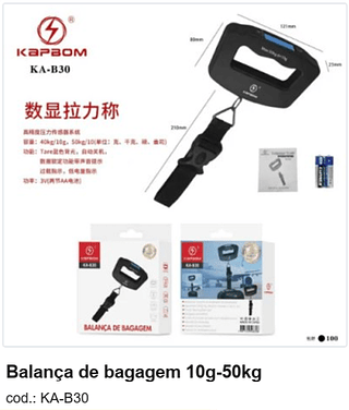Balança de bagagem 10g-50kg R$ 14,85 PC/CX:100
