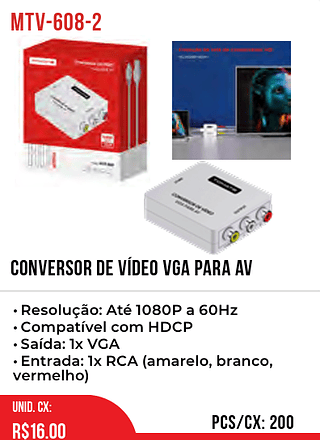 CONVERSOR DE VÍDEO VGA PARA AV 200pç=16$