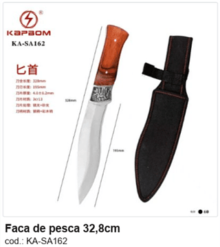 Faca de pesca 32,8cm R$ 33,3 PC/CX:60