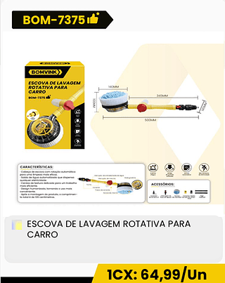 ESCOVA DE LAVAGEM ROTATIVA PARA CARRO CX: 10PCS 1CX: 64,99/Un