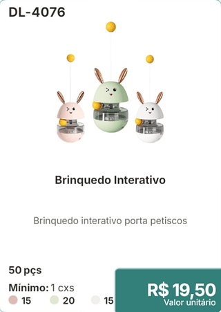 Brinquedo Interativo 50 pçs R$ 19.50