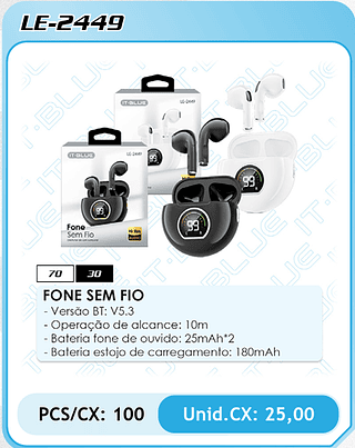 FONE SEM FIO PCS/CX: 100 Unid.CX: 25,00