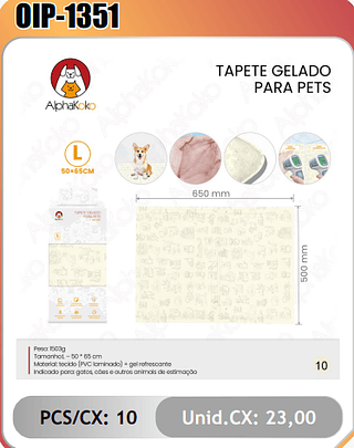TAPETE GELADOPARA PETS PCS/CX:10 Unid.CX: 23,00