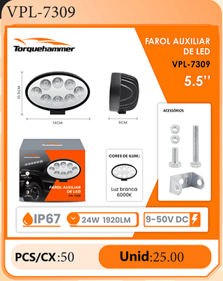 FAROL AUXILIAR DE LED 5.5" PCS/CX:50 Unid:25.00